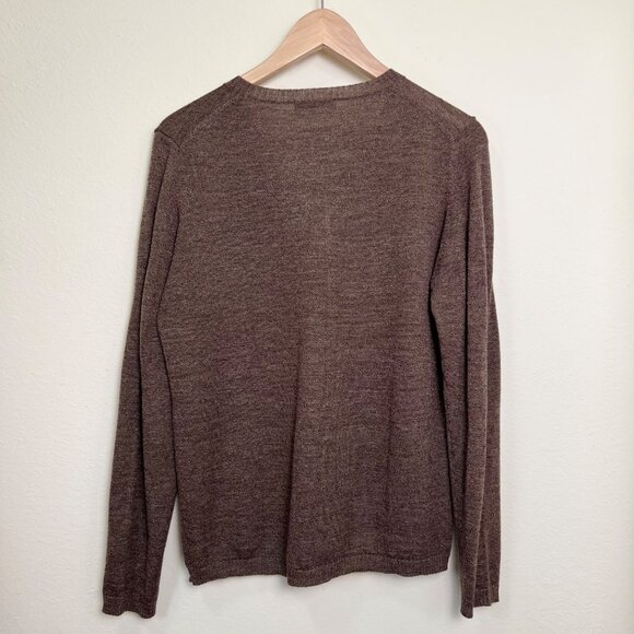 C.E.R.V.E.A.U Brown Lightweight V-Neck Long-Sleeve Sweater Size Medium - Picture 8 of 8